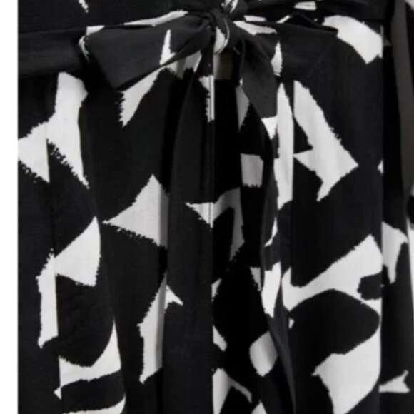 Zara Medium M Black white Patterned Shirt Dress Midi Maxi Dress 6 - Picture 3 of 8